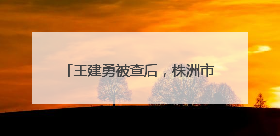 王建勇被查后，株洲市委：坚决拥护省委决定