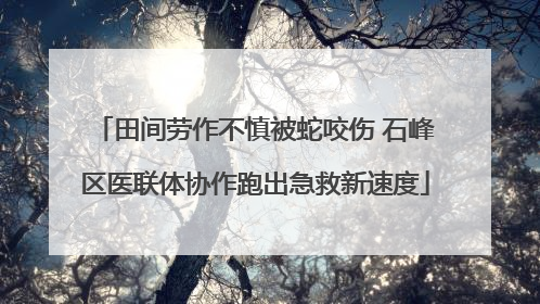 田间劳作不慎被蛇咬伤 石峰区医联体协作跑出急救新速度