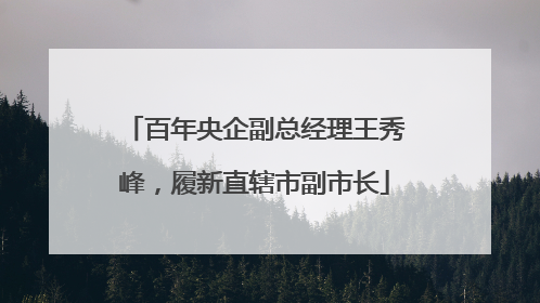 百年央企副总经理王秀峰，履新直辖市副市长