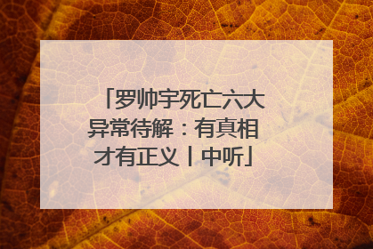罗帅宇死亡六大异常待解：有真相才有正义丨中听