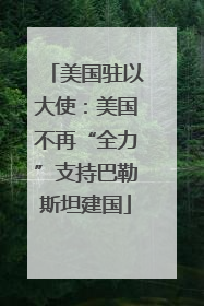 美国驻以大使：美国不再“全力”支持巴勒斯坦建国