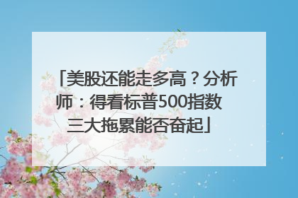美股还能走多高？分析师：得看标普500指数三大拖累能否奋起
