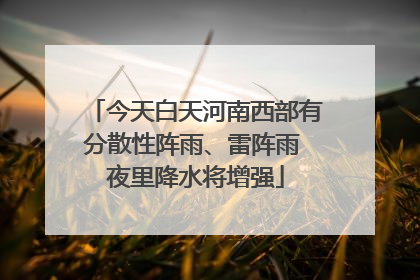 今天白天河南西部有分散性阵雨、雷阵雨 夜里降水将增强