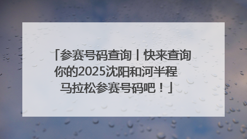 参赛号码查询丨快来查询你的2025沈阳和河半程马拉松参赛号码吧！
