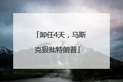 卸任4天，马斯克狠批特朗普