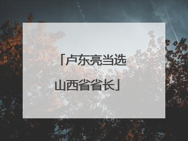 卢东亮当选山西省省长