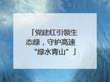 党建红引领生态绿，守护高速“绿水青山”