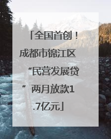 全国首创！成都市锦江区“民营发展贷”两月放款1.7亿元