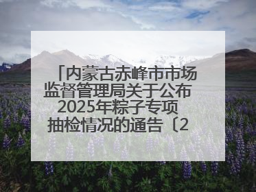 内蒙古赤峰市市场监督管理局关于公布2025年粽子专项抽检情况的通告〔2025〕7号