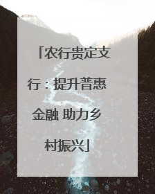 农行贵定支行：提升普惠金融 助力乡村振兴