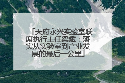 天府永兴实验室联席执行主任梁斌：落实从实验室到产业发展的最后一公里