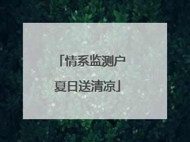 情系监测户 夏日送清凉
