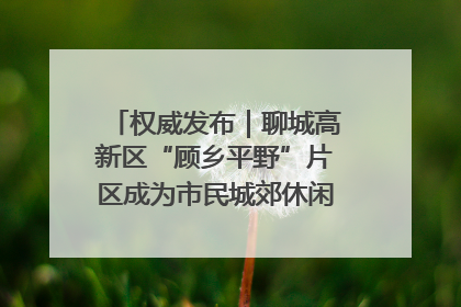 权威发布｜聊城高新区“顾乡平野”片区成为市民城郊休闲全新目的地