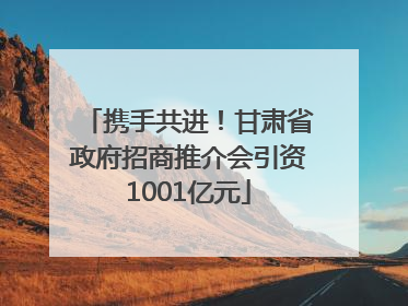 携手共进！甘肃省政府招商推介会引资1001亿元