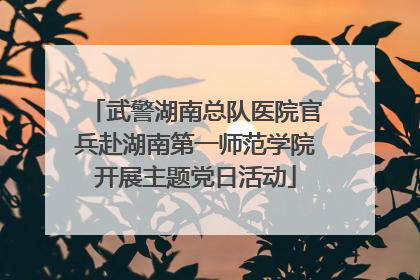 武警湖南总队医院官兵赴湖南第一师范学院开展主题党日活动