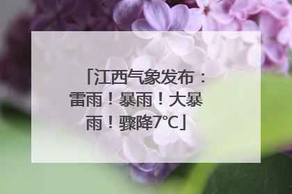江西气象发布：雷雨！暴雨！大暴雨！骤降7℃