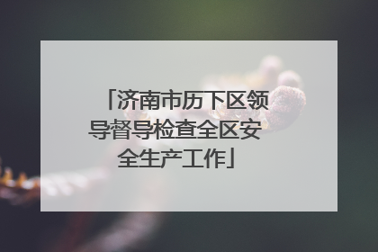 济南市历下区领导督导检查全区安全生产工作