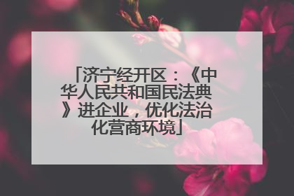 济宁经开区：《中华人民共和国民法典》进企业，优化法治化营商环境