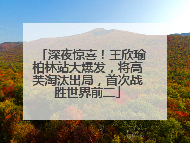 深夜惊喜！王欣瑜柏林站大爆发，将高芙淘汰出局，首次战胜世界前二