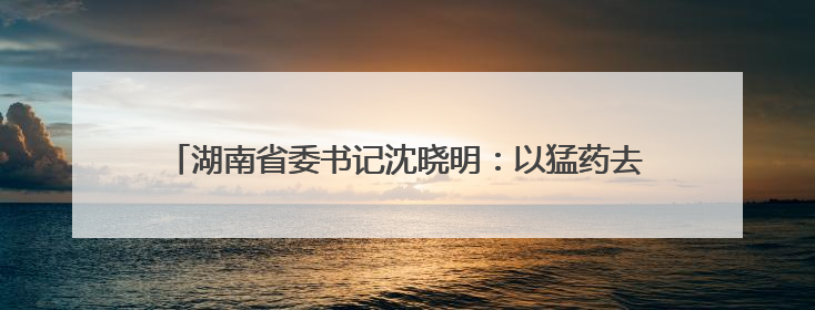 湖南省委书记沈晓明：以猛药去疴的决心坚决刹住违规吃喝歪风