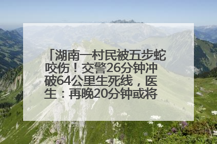 湖南一村民被五步蛇咬伤！交警26分钟冲破64公里生死线，医生：再晚20分钟或将呼吸肌麻痹