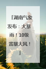 湖南气象发布：大暴雨！10级雷暴大风！