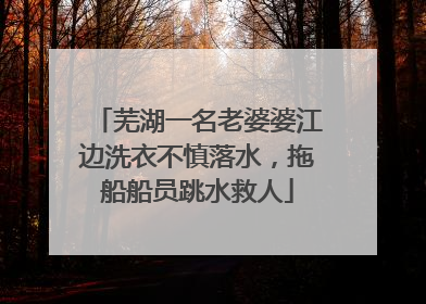 芜湖一名老婆婆江边洗衣不慎落水，拖船船员跳水救人