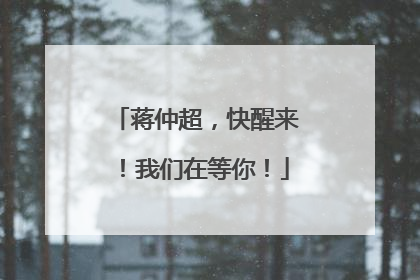 蒋仲超，快醒来！我们在等你！