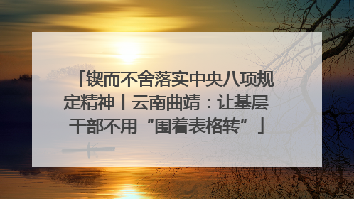锲而不舍落实中央八项规定精神丨云南曲靖：让基层干部不用“围着表格转”