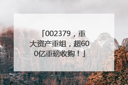 002379，重大资产重组，超600亿重磅收购！