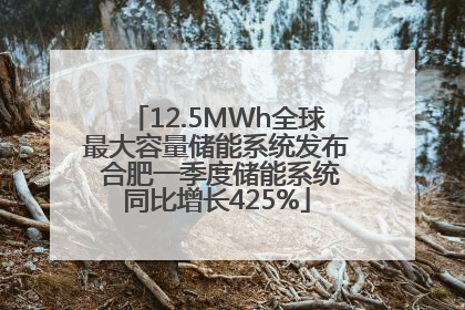 12.5MWh全球最大容量储能系统发布 合肥一季度储能系统同比增长425%