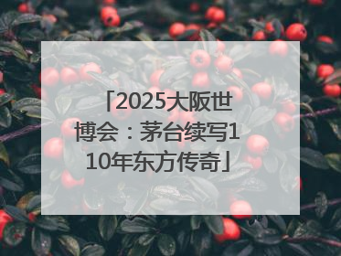 2025大阪世博会：茅台续写110年东方传奇