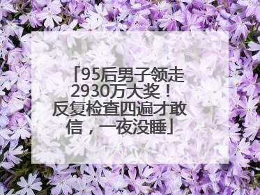 95后男子领走2930万大奖！反复检查四遍才敢信，一夜没睡